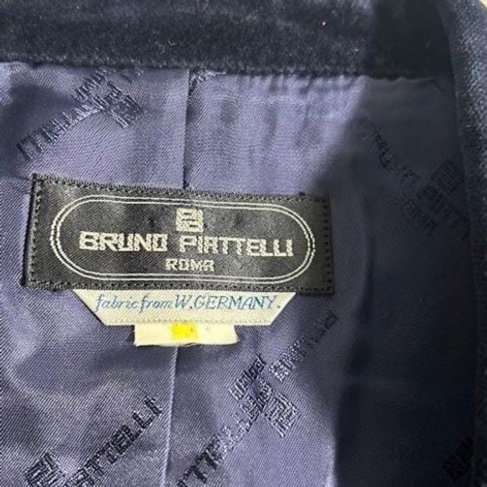 Bruno Piattelli Roma Navy Houndstooth Velvet Blazer Gold Button Women's XS - Picture 7 of 11